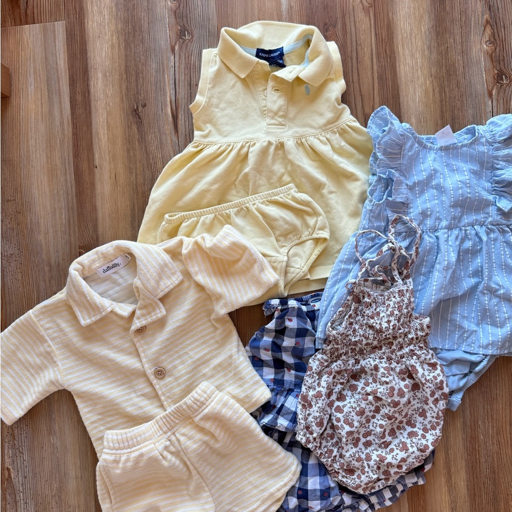 Rylee + Cru Cream and Blue Baby Set